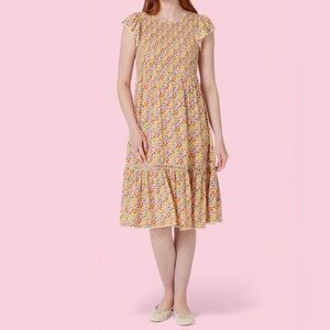 Patrons of Peace El Mio Floral Smocked Midi Dress Size Small